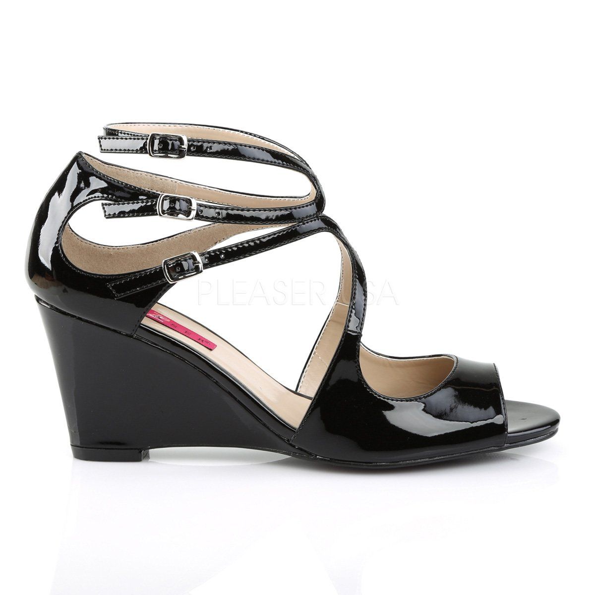 KIMBERLY-04 Black Patent Pleaser Pink Label