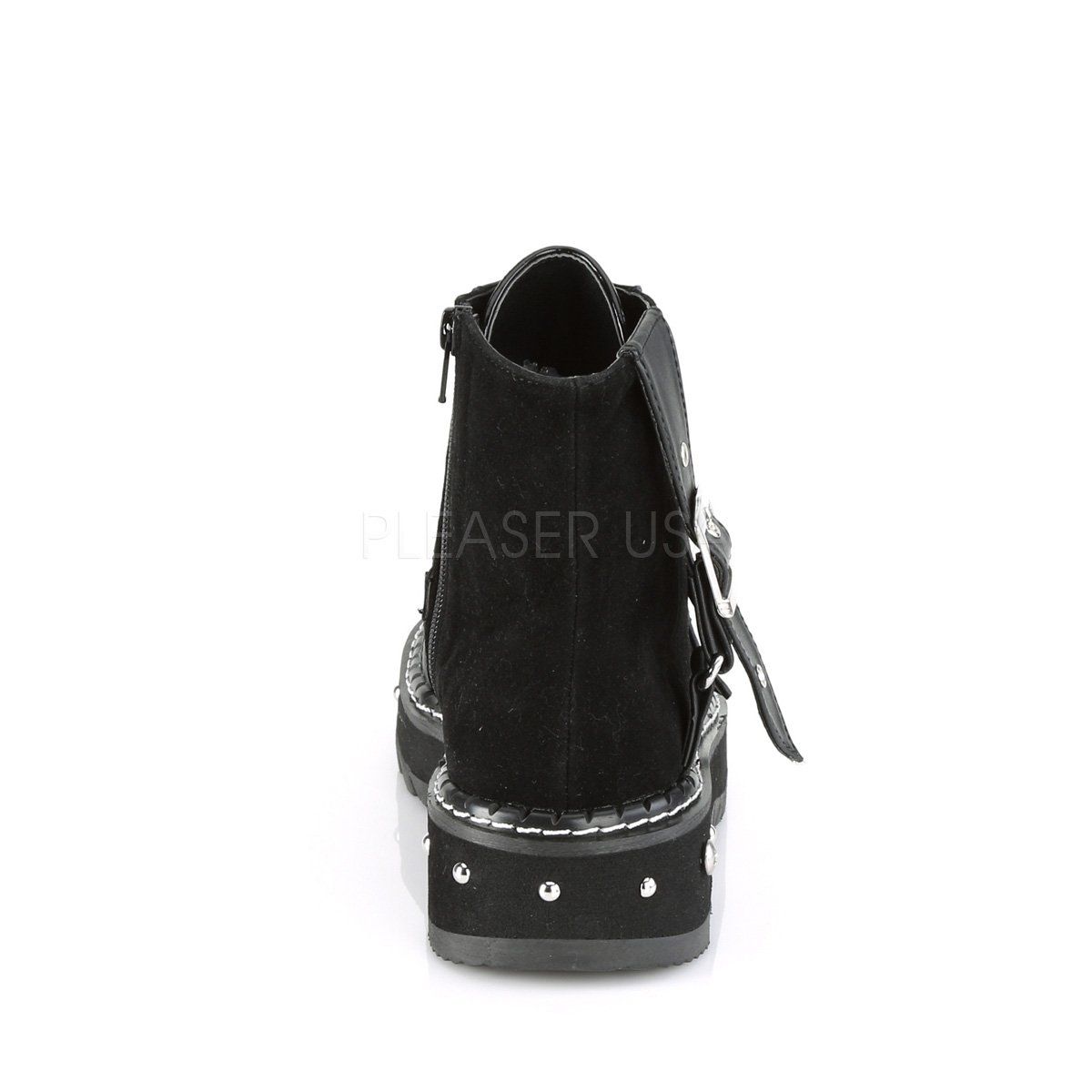LILITH-278 Black Vegan Leather-Vegan Suede Ankle Boot Demonia