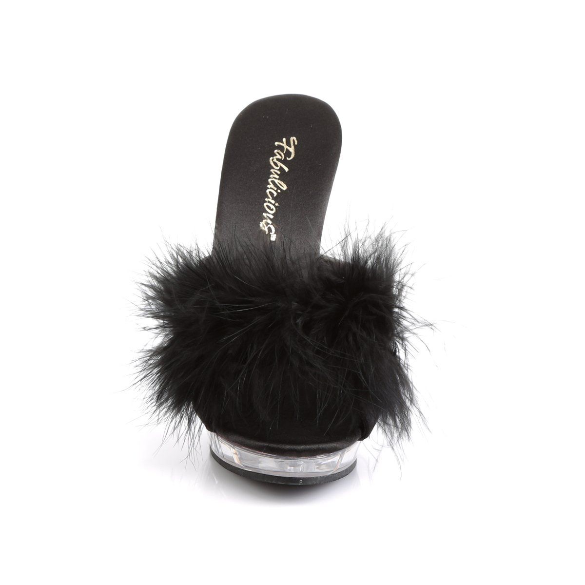 LIP-101-8 Black Satin-Fur/Clear Fabulicious