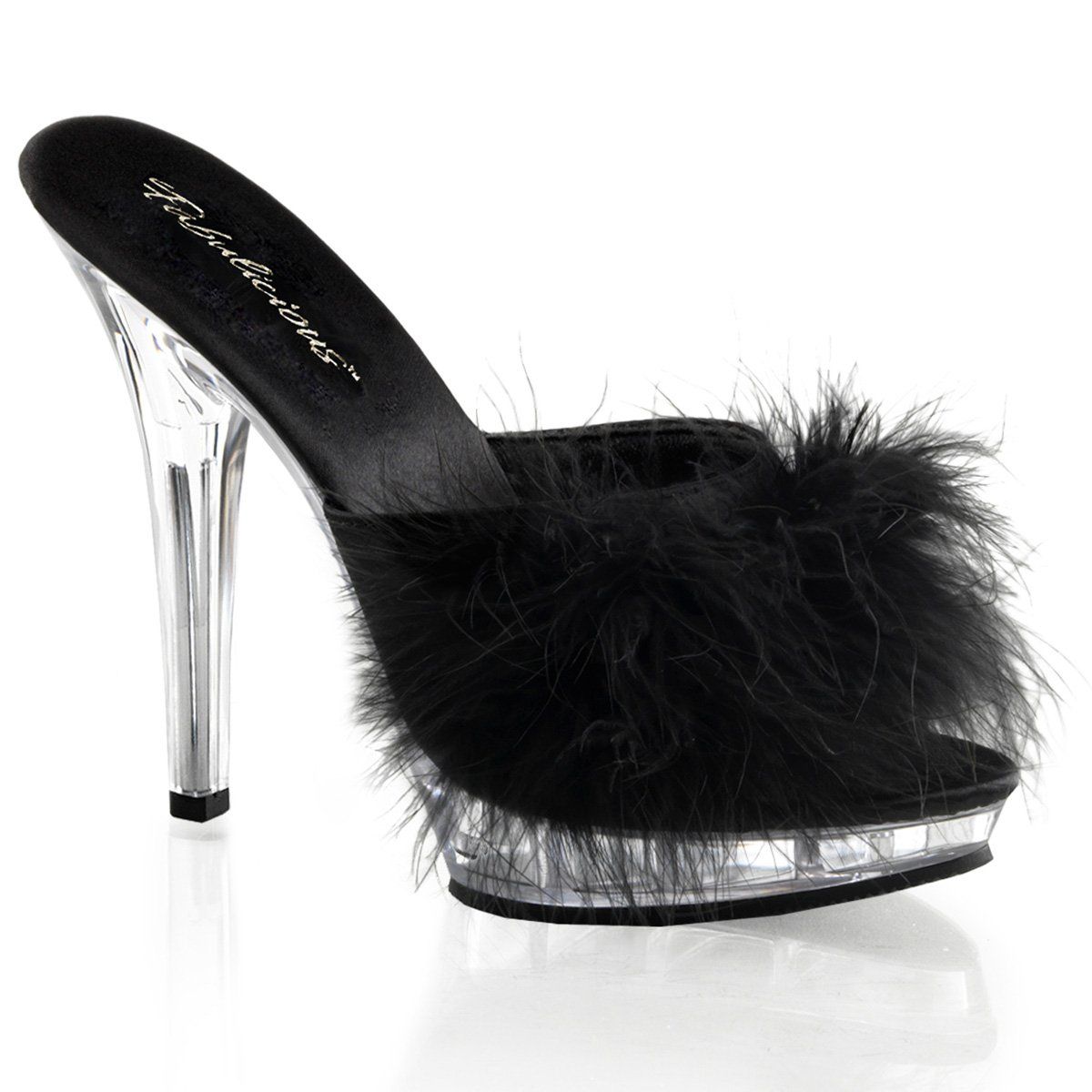 LIP-101-8 Black Satin-Fur/Clear Fabulicious