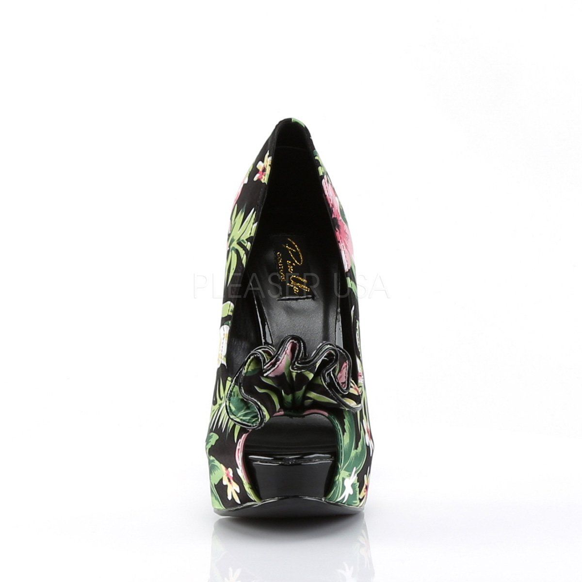LOLITA-11 Black Floral Print Fabric Pin Up Couture