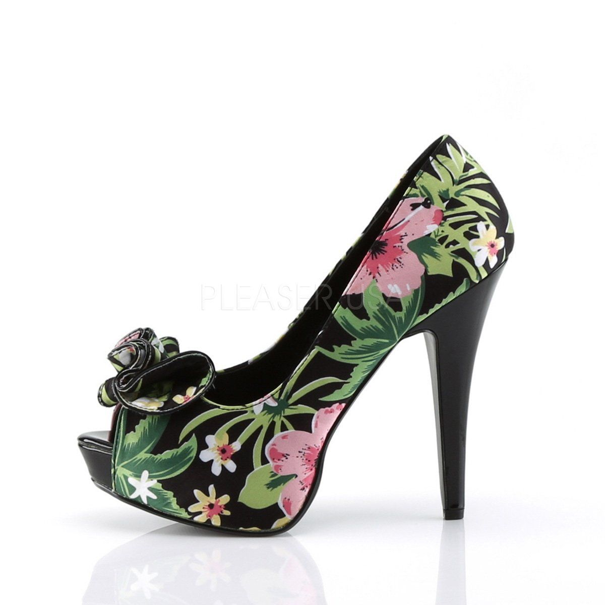 LOLITA-11 Black Floral Print Fabric Pin Up Couture