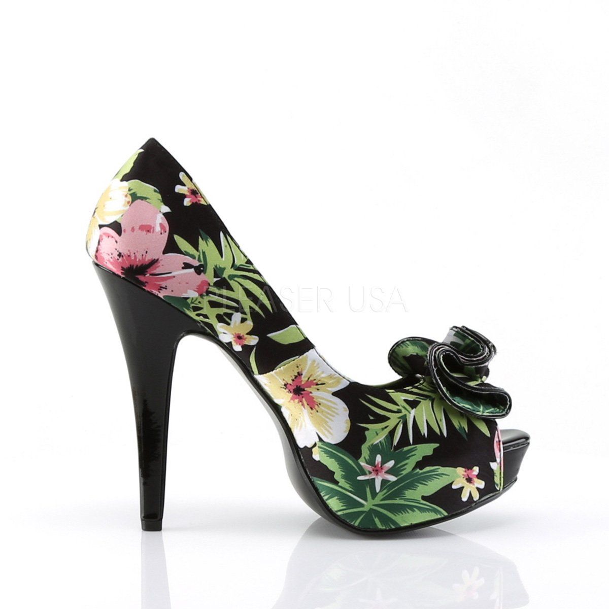 LOLITA-11 Black Floral Print Fabric Pin Up Couture
