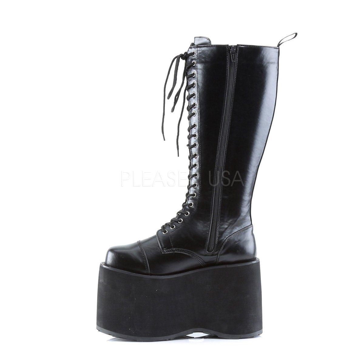 MEGA-602 Black Pu Knee Boot Demonia