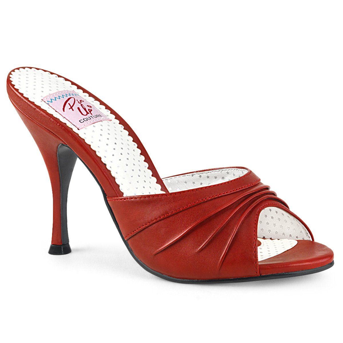 MONROE-01 Red Faux Leather Pin Up Couture