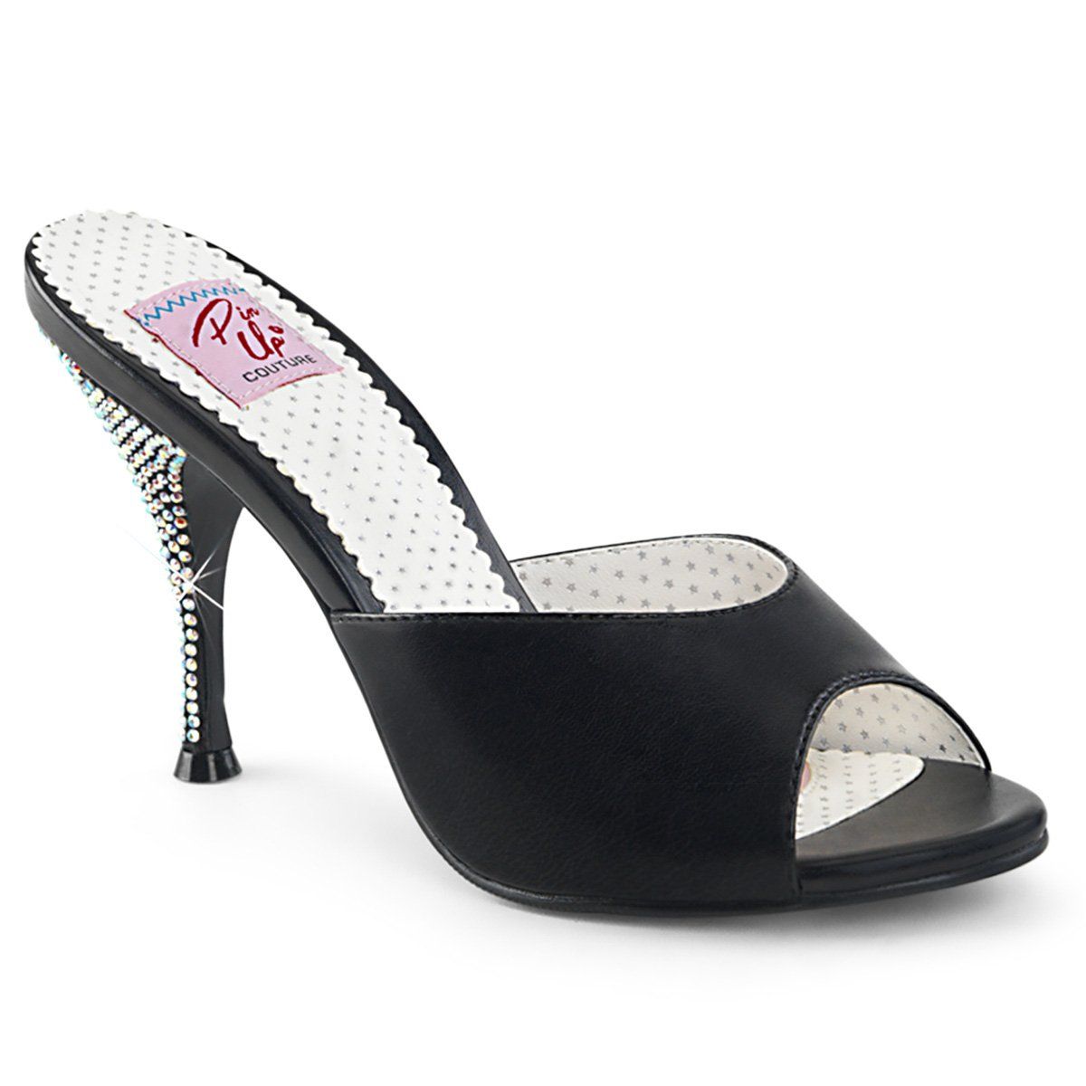 MONROE-05 Black Faux Leather Pin Up Couture