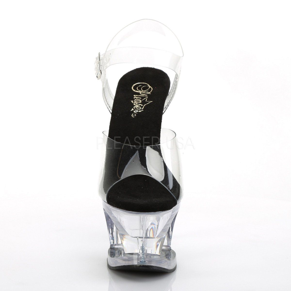 MOON-708 Clear-Black/Clear Platform Sandal Pleaser