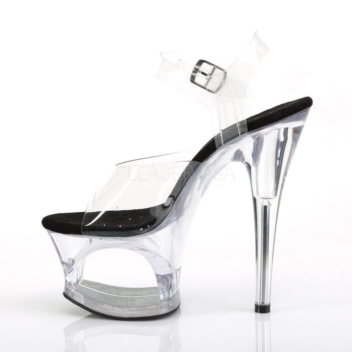 MOON-708 Clear-Black/Clear Platform Sandal Pleaser