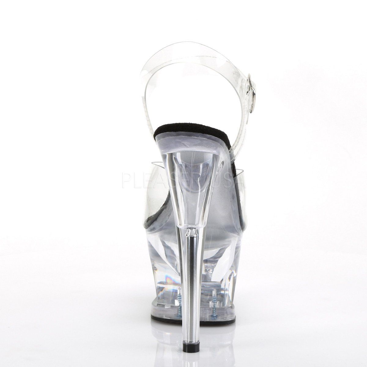 MOON-708 Clear-Black/Clear Platform Sandal Pleaser