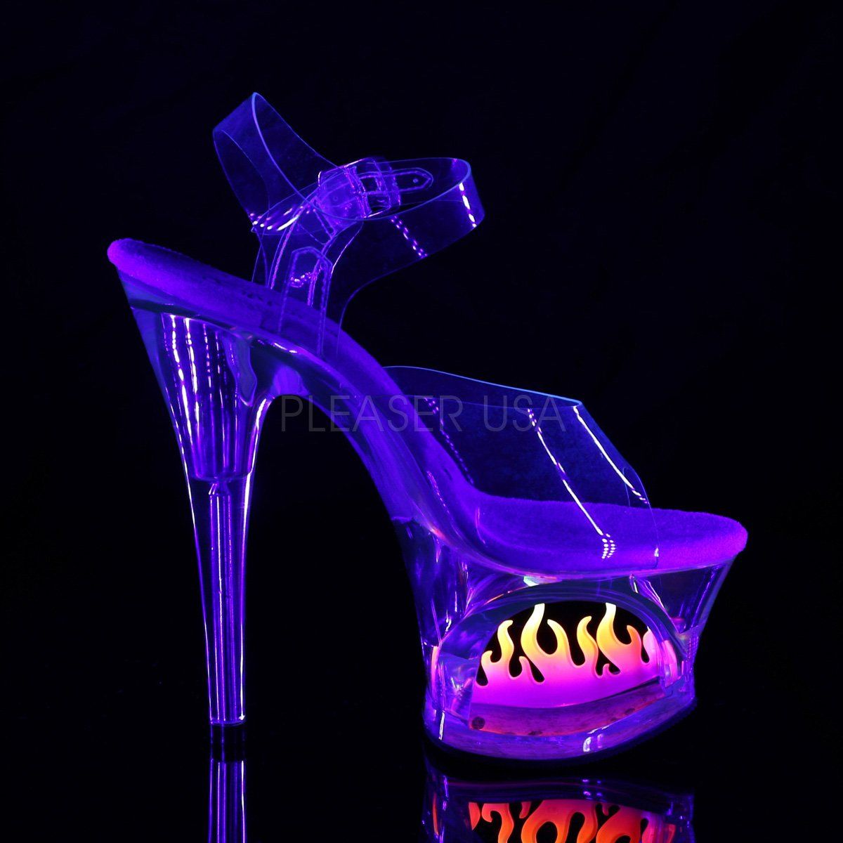 MOON-708FLM Clear-Ombre Platform Sandal Pleaser