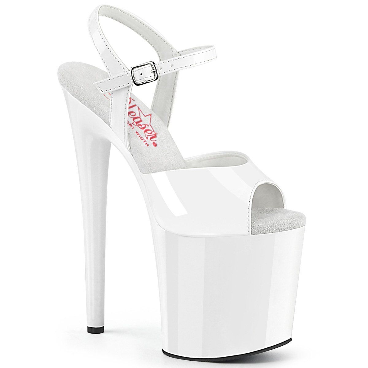 NAUGHTY-809 White Patent Platform Sandal Pleaser