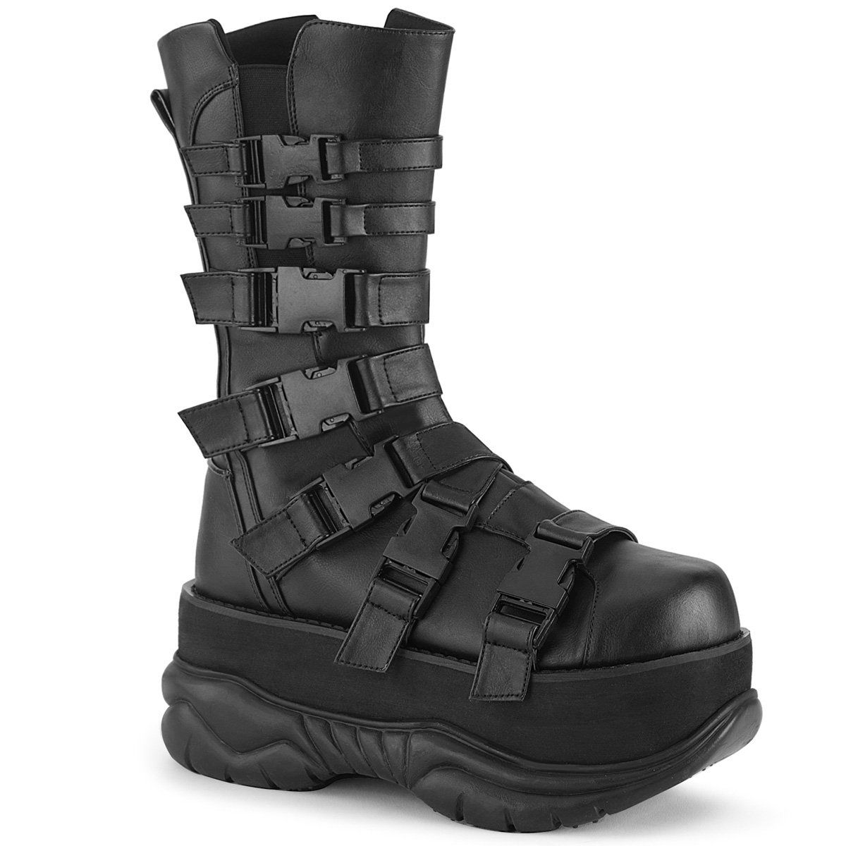 NEPTUNE-210 Black Vegan Leather Mid-Calf Boot Demonia