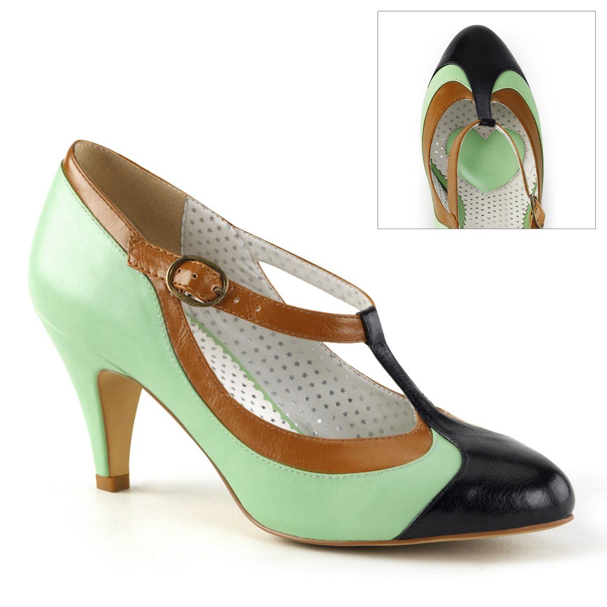PEACH-03 Mint Multi Faux Leather Pin Up Couture