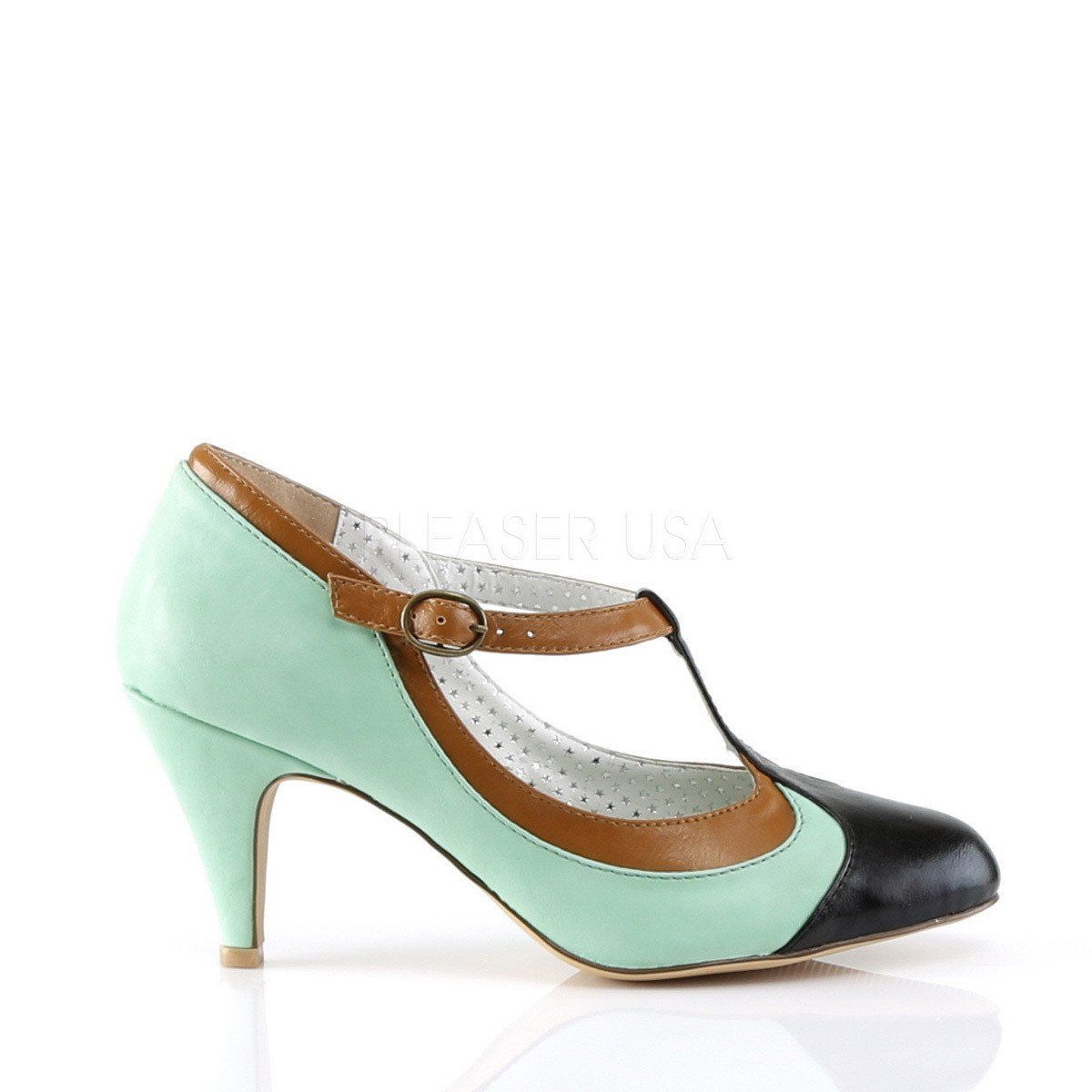 PEACH-03 Mint Multi Faux Leather Pin Up Couture