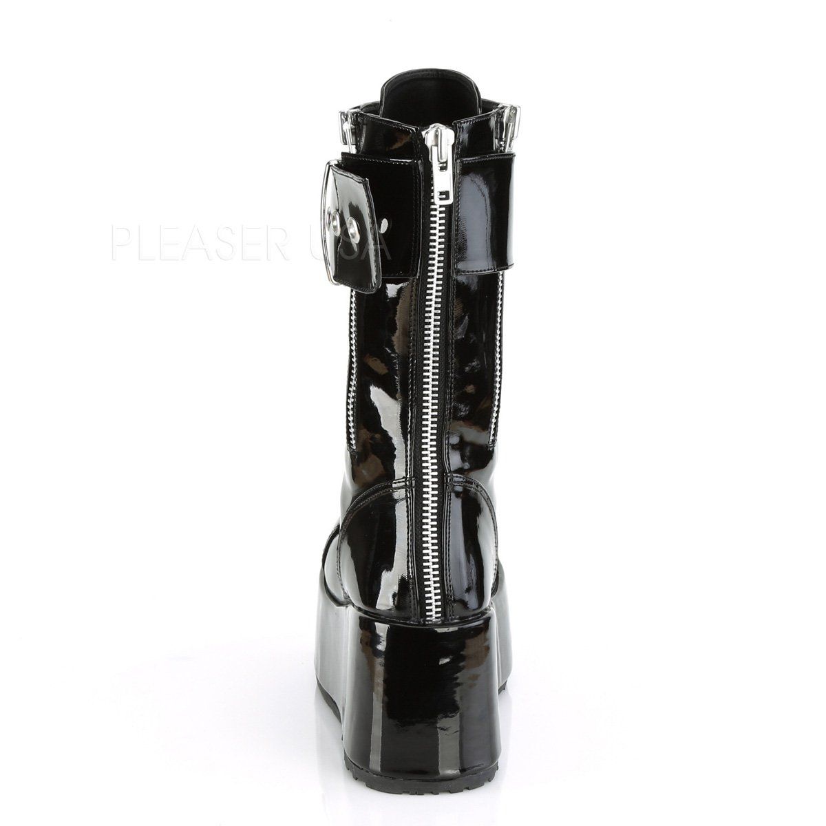 PETROL-150 Black Patent Calf Boot Demonia