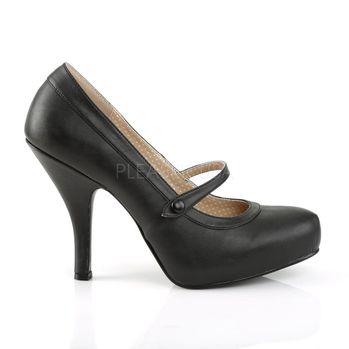 PINUP-01 Black Faux Leather Pleaser Pink Label