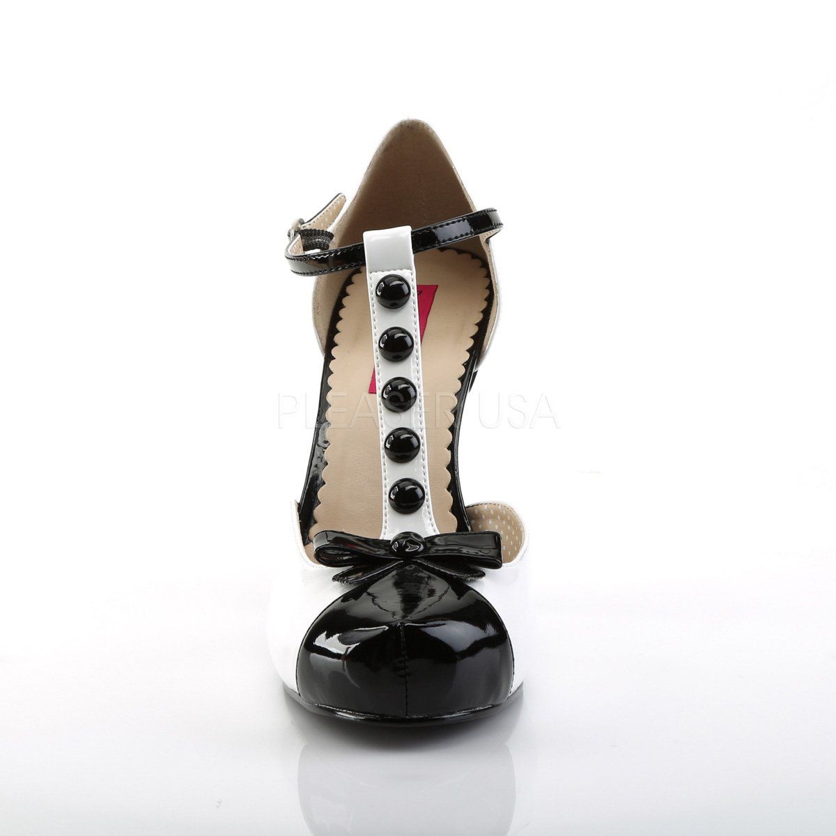 PINUP-02 Black-White Patent Pleaser Pink Label