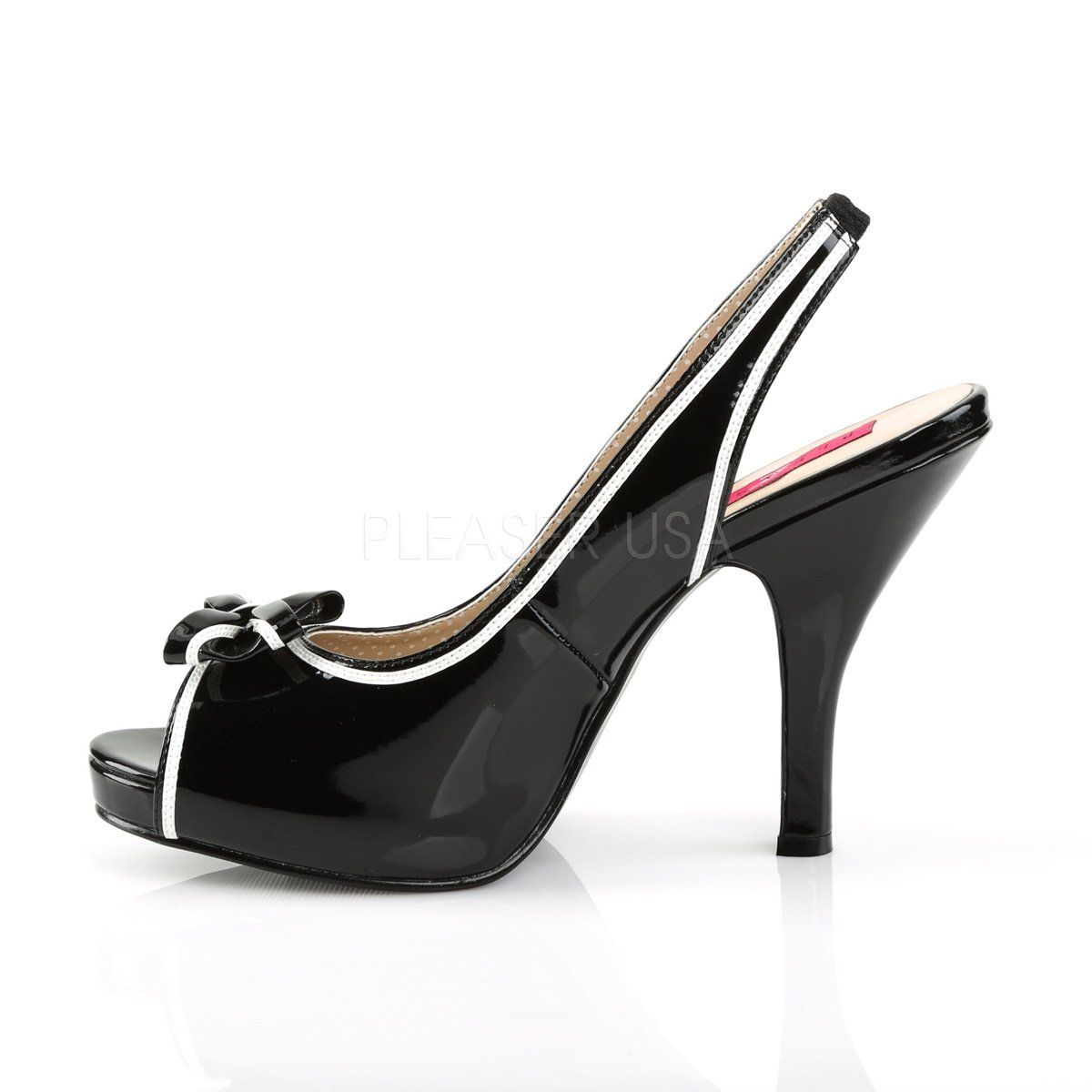 PINUP-10 Black-White Patent Pleaser Pink Label