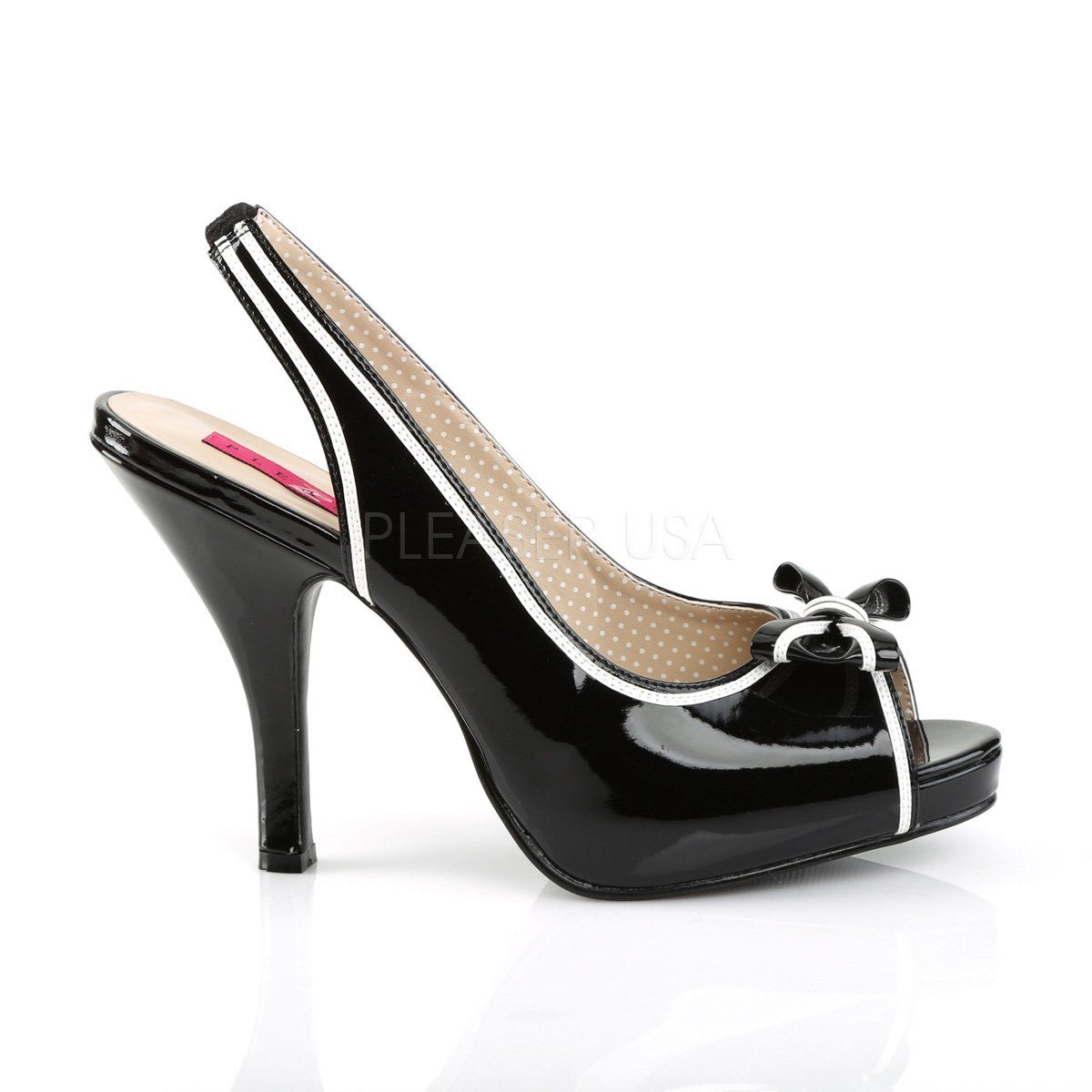 PINUP-10 Black-White Patent Pleaser Pink Label