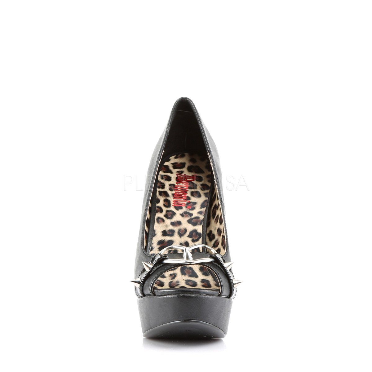 PIXIE-15 Black Vegan Leather-Patent Pump Demonia