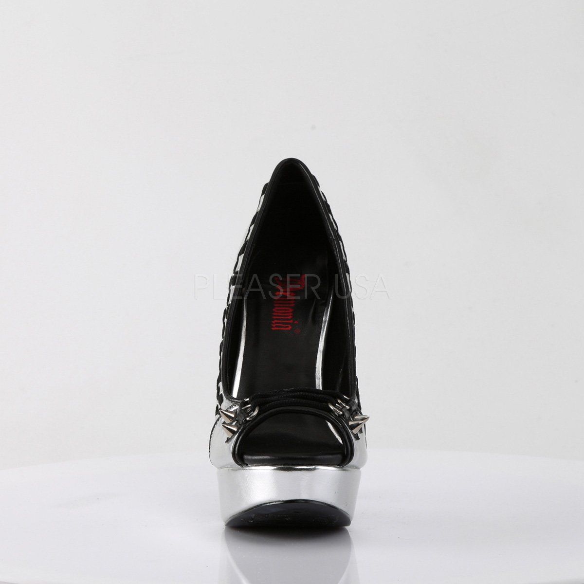 PIXIE-18 Silver Vegan Leather Pump Demonia