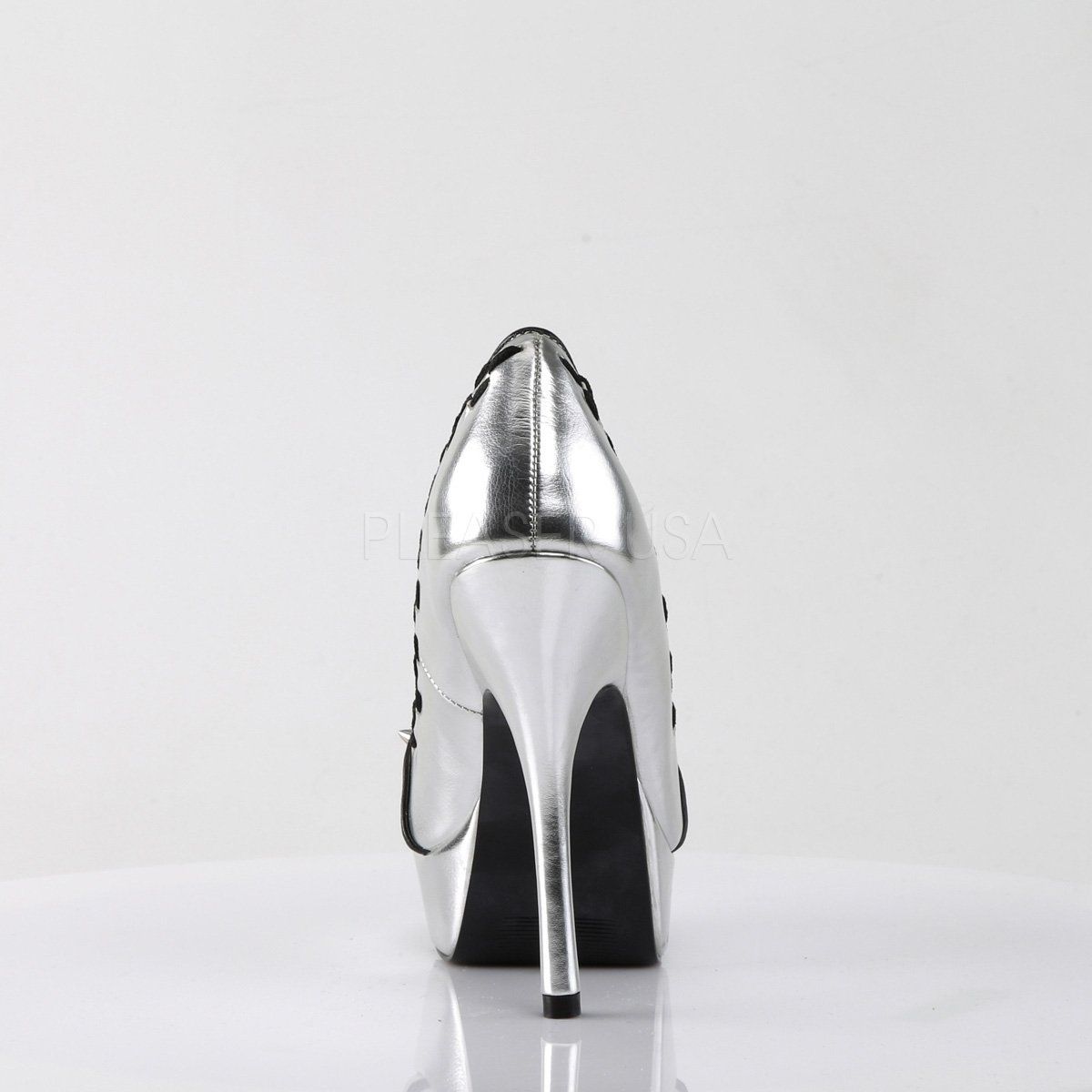 PIXIE-18 Silver Vegan Leather Pump Demonia