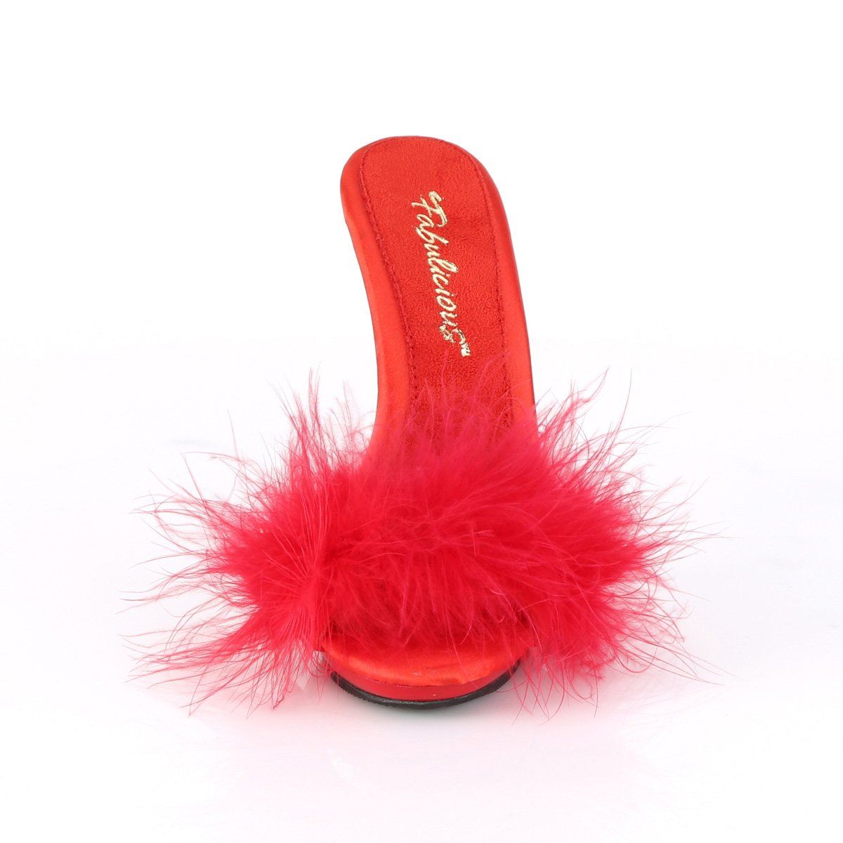 POISE-501F Red Satin-Marabou Fur/Red Fabulicious