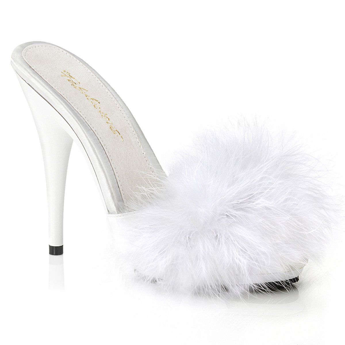 POISE-501F White Satin-Marabou Fur/White Fabulicious