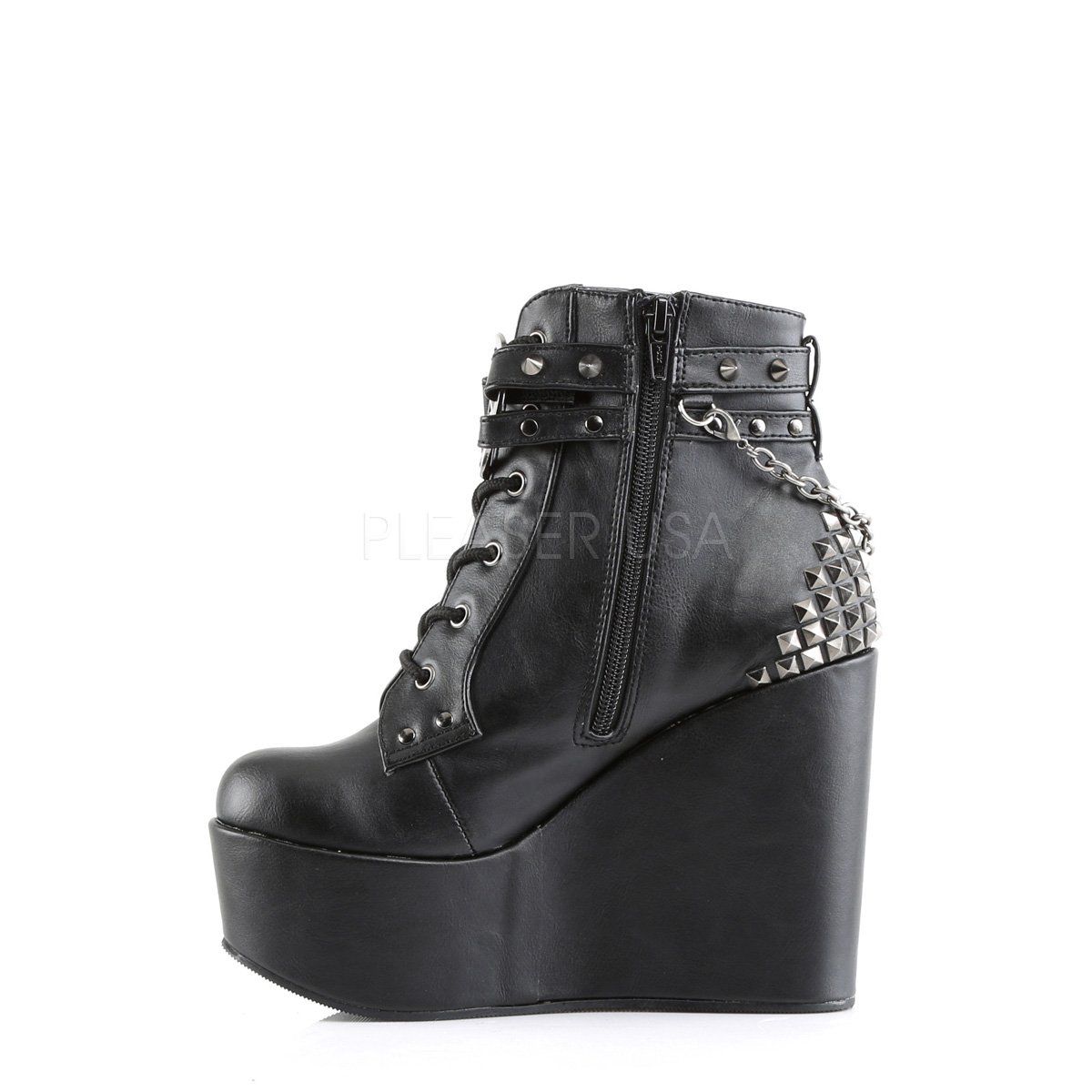 POISON-101 Black Vegan Leather Ankle Boot Demonia