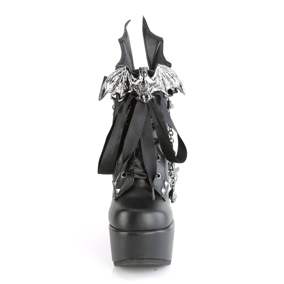 POISON-107 Black Vegan Leather Ankle Boot Demonia