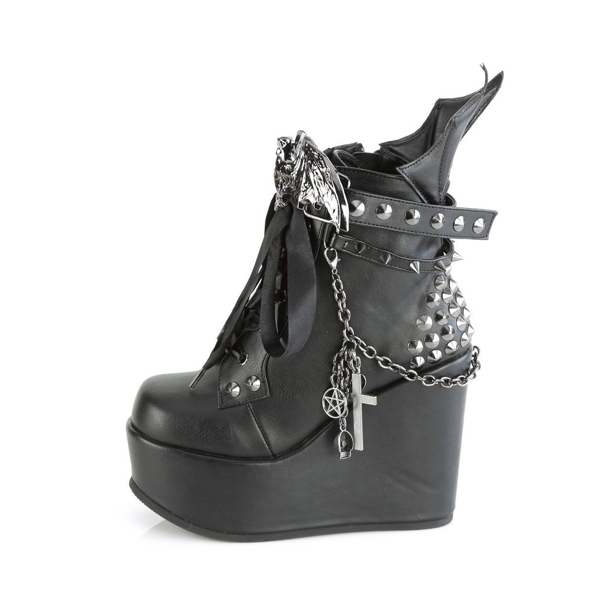POISON-107 Black Vegan Leather Ankle Boot Demonia