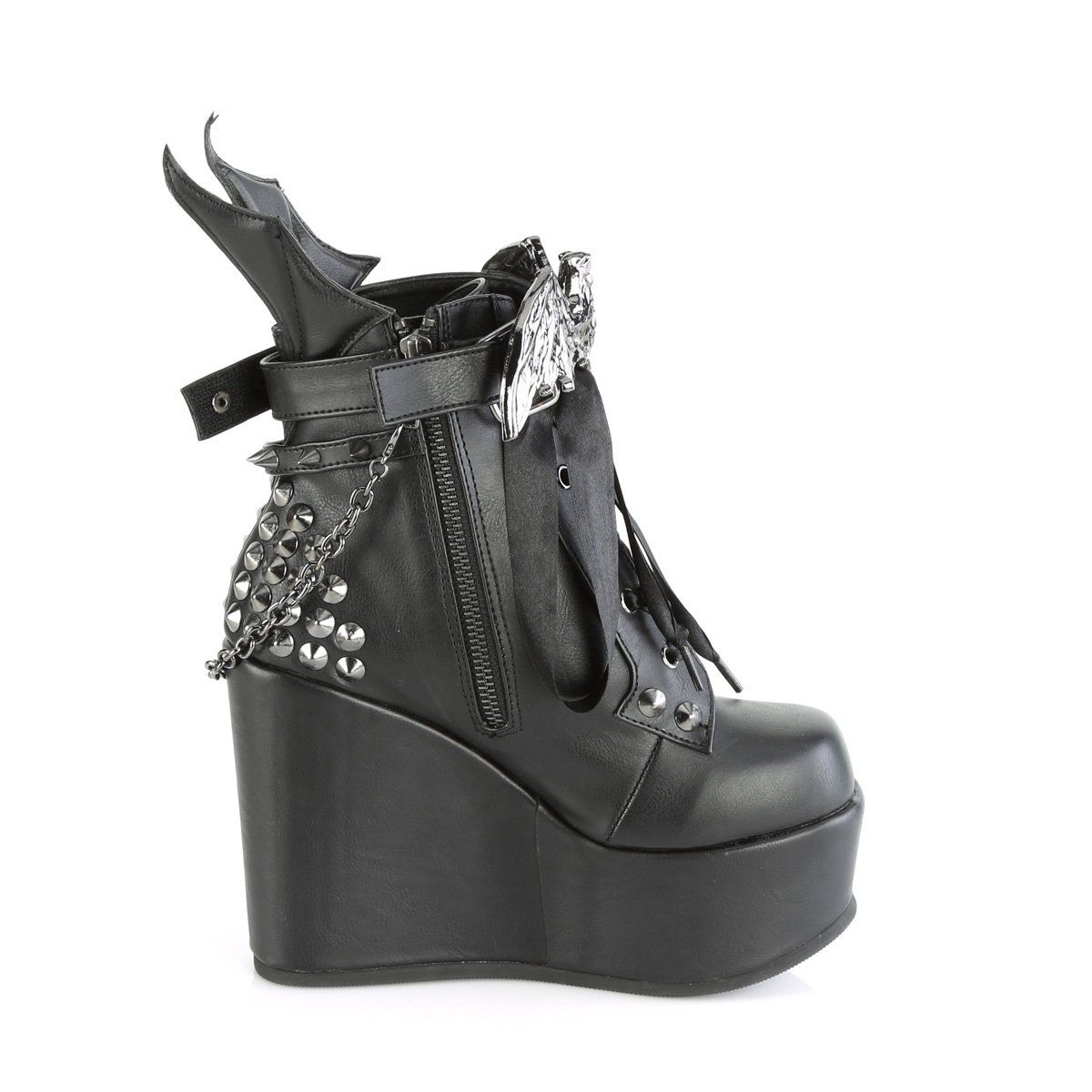 POISON-107 Black Vegan Leather Ankle Boot Demonia
