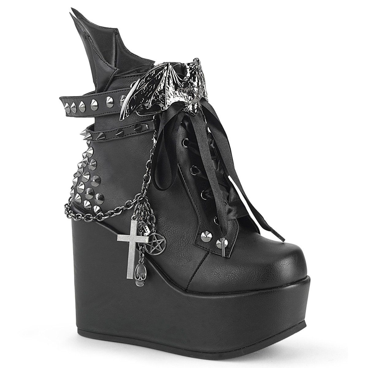 POISON-107 Black Vegan Leather Ankle Boot Demonia
