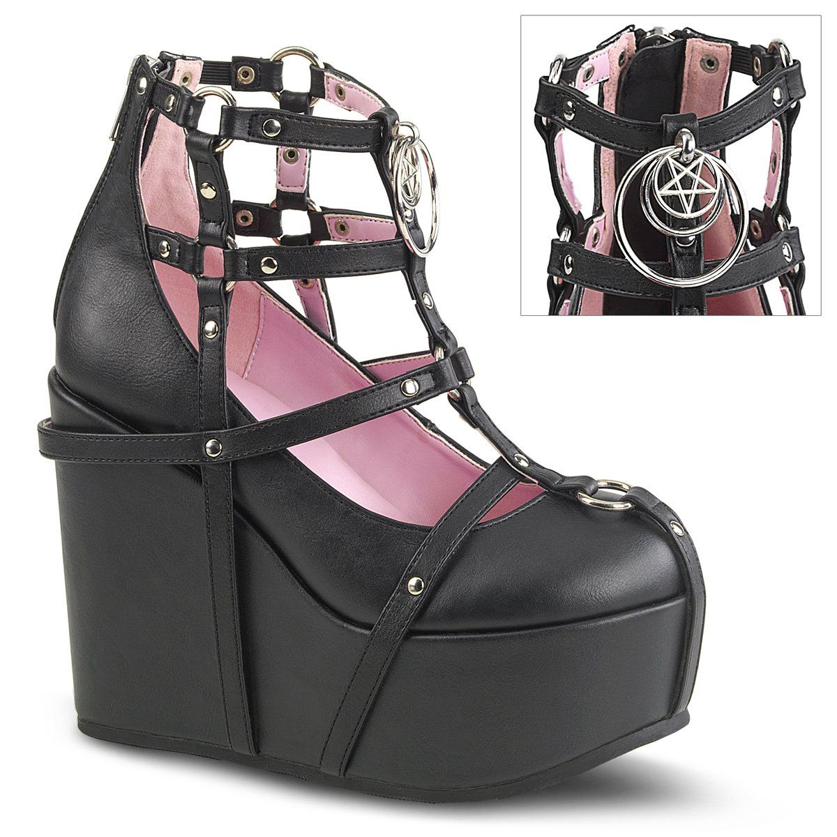 POISON-25-1 Black Vegan Leather Ankle Boot Demonia