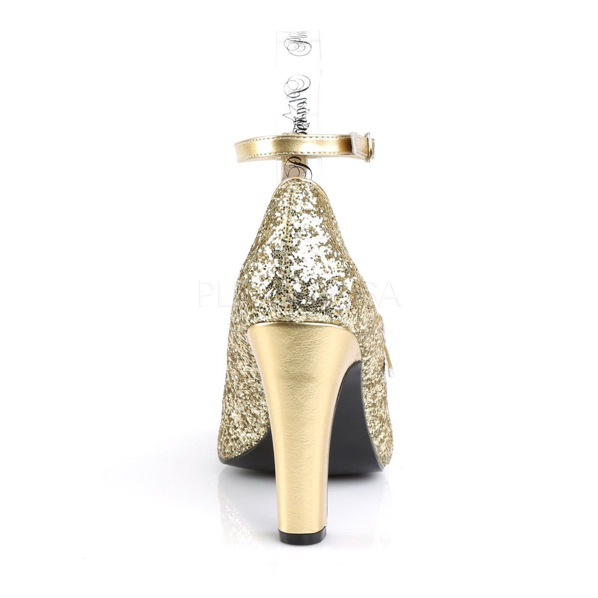 QUEEN-01 Gold Glitter-Metallic Pu Pleaser Pink Label