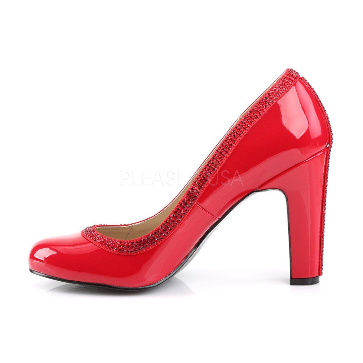 QUEEN-04 Red Patent Pleaser Pink Label