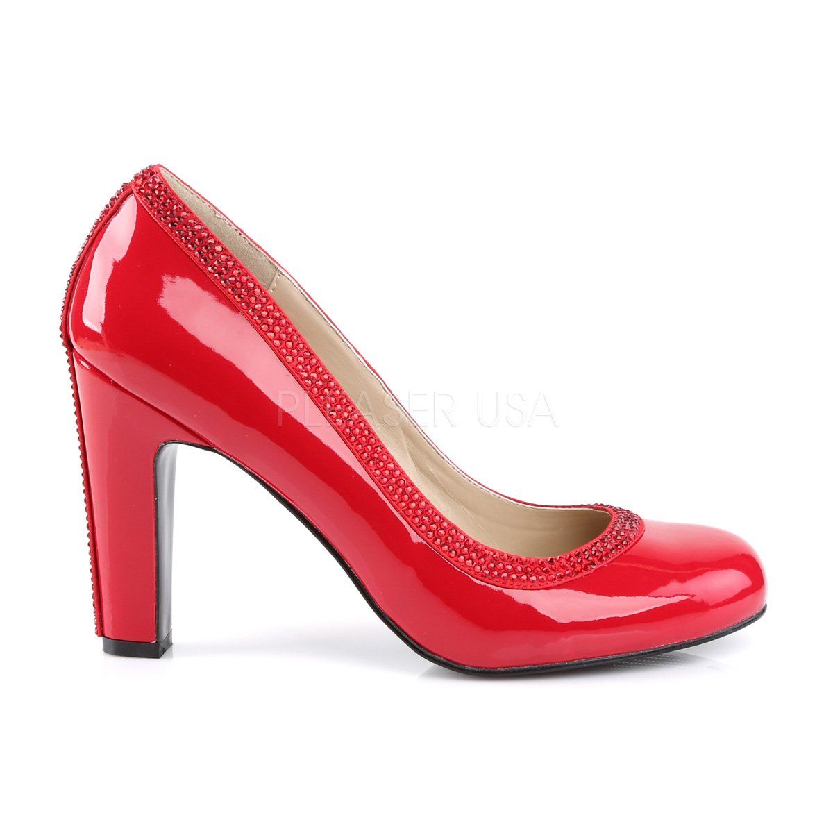 QUEEN-04 Red Patent Pleaser Pink Label