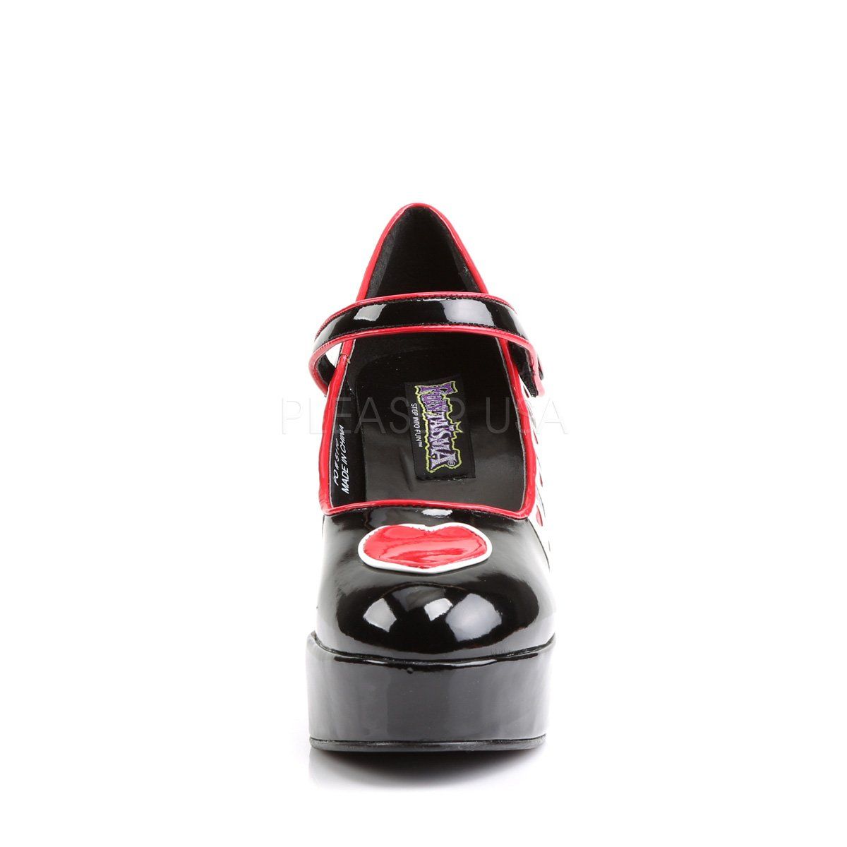 QUEEN-55 Black-White-Red Patent Funtasma