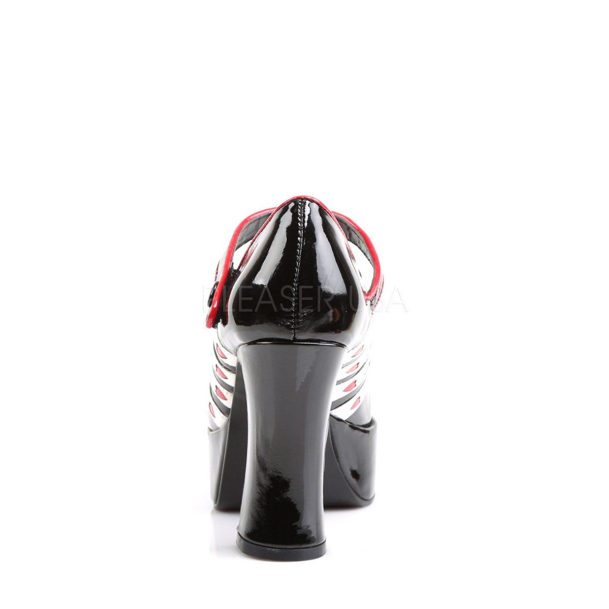 QUEEN-55 Black-White-Red Patent Funtasma