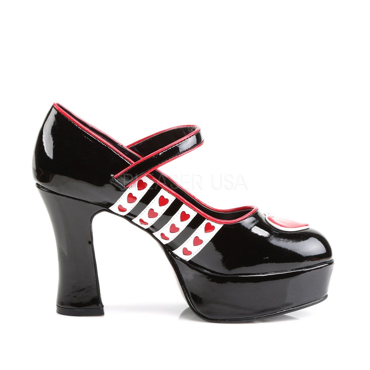 QUEEN-55 Black-White-Red Patent Funtasma