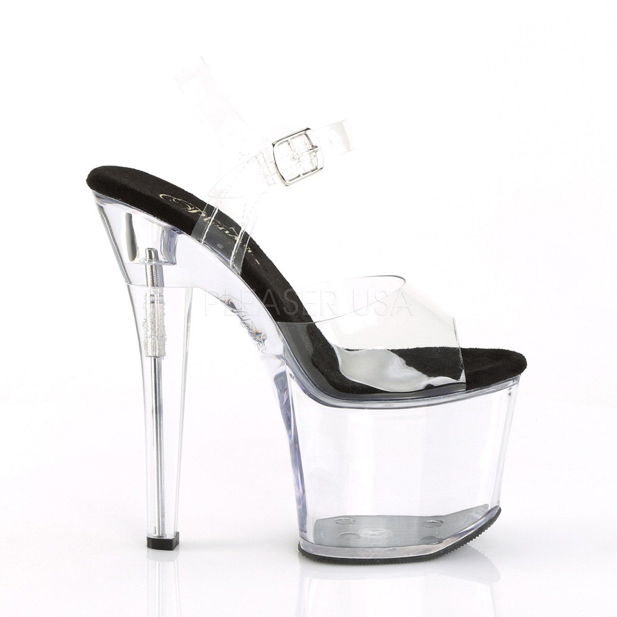 RADIANT-708 Clear-Black/Clear Platform Sandal Pleaser