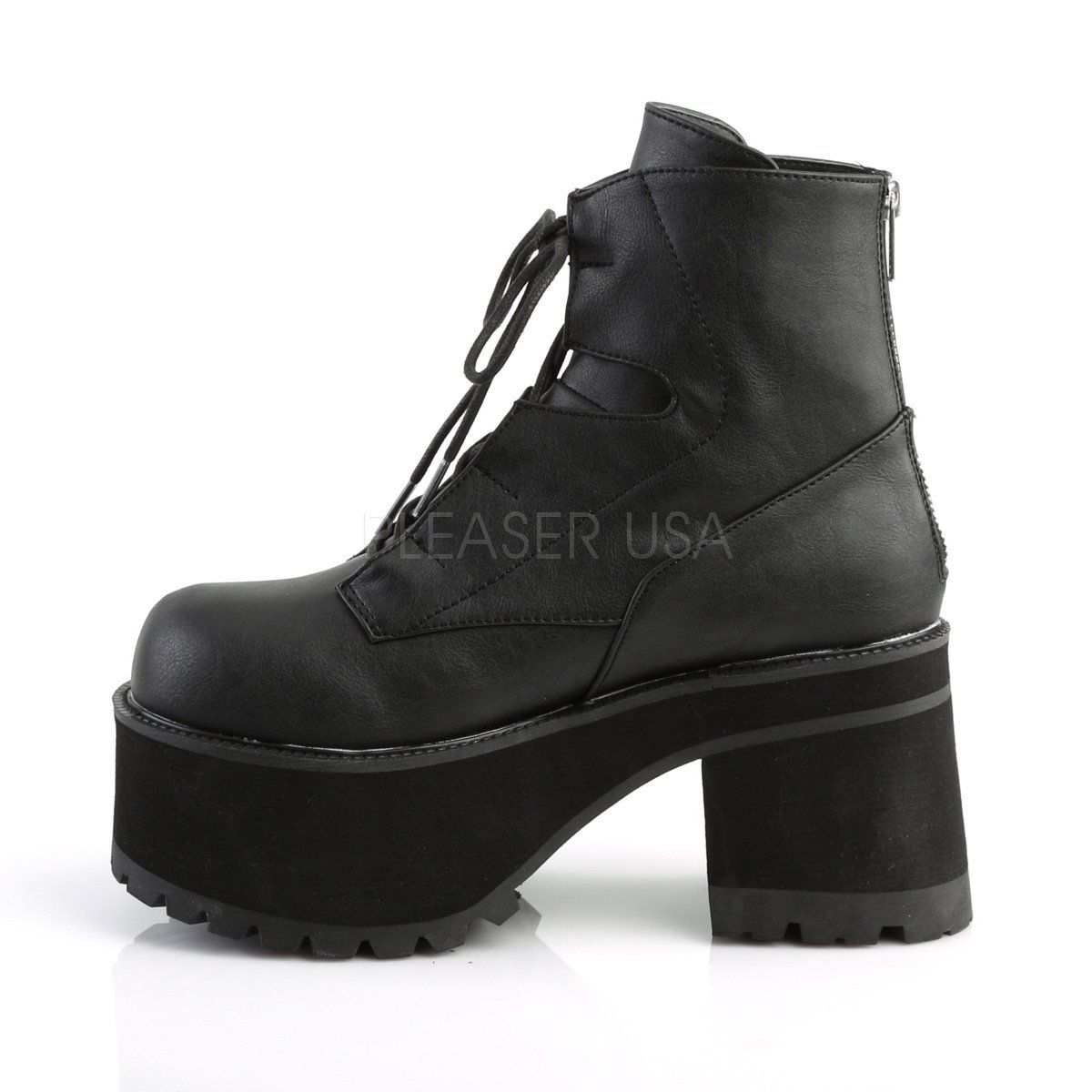 RANGER-102 Black Vegan Leather Ankle Boot Demonia