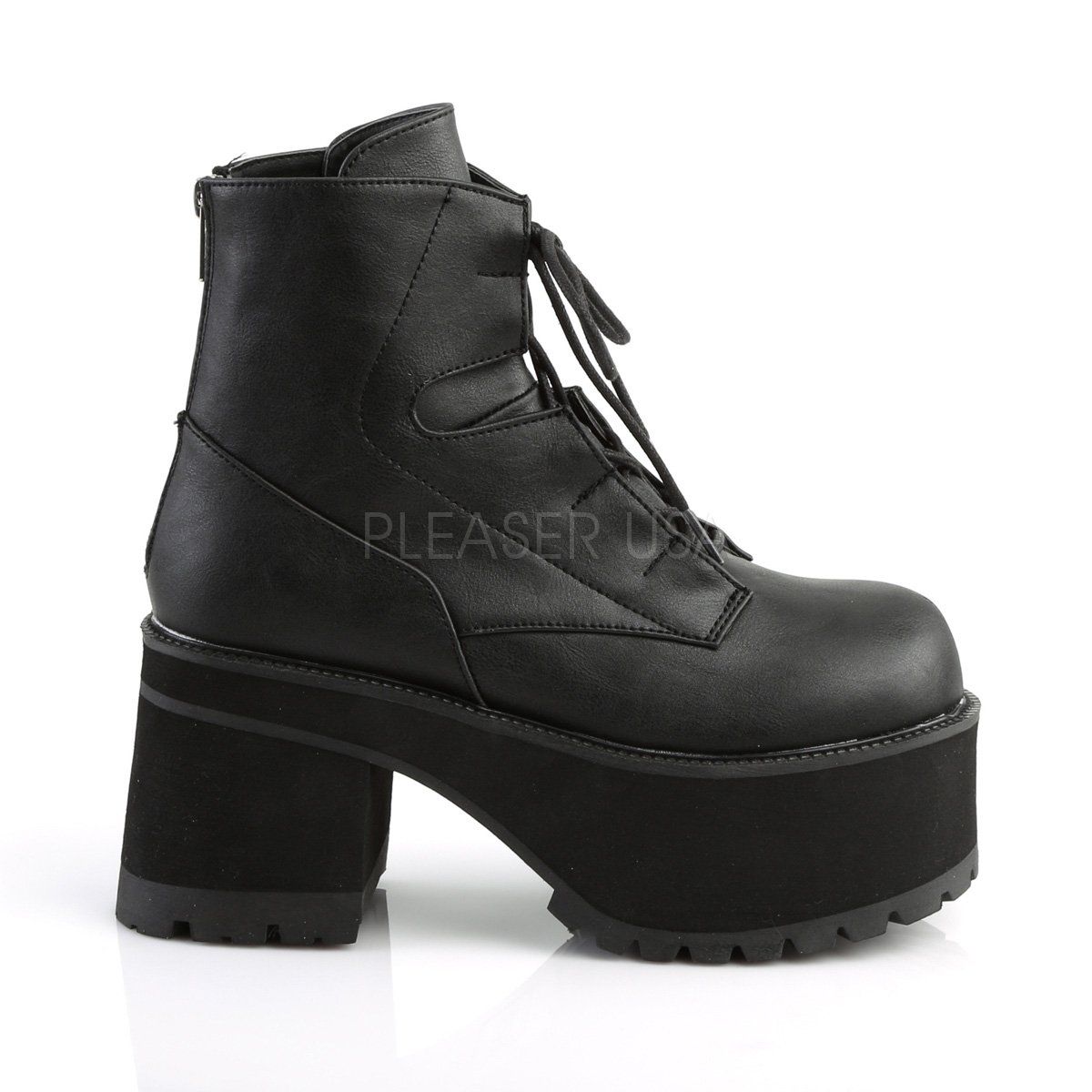 RANGER-102 Black Vegan Leather Ankle Boot Demonia