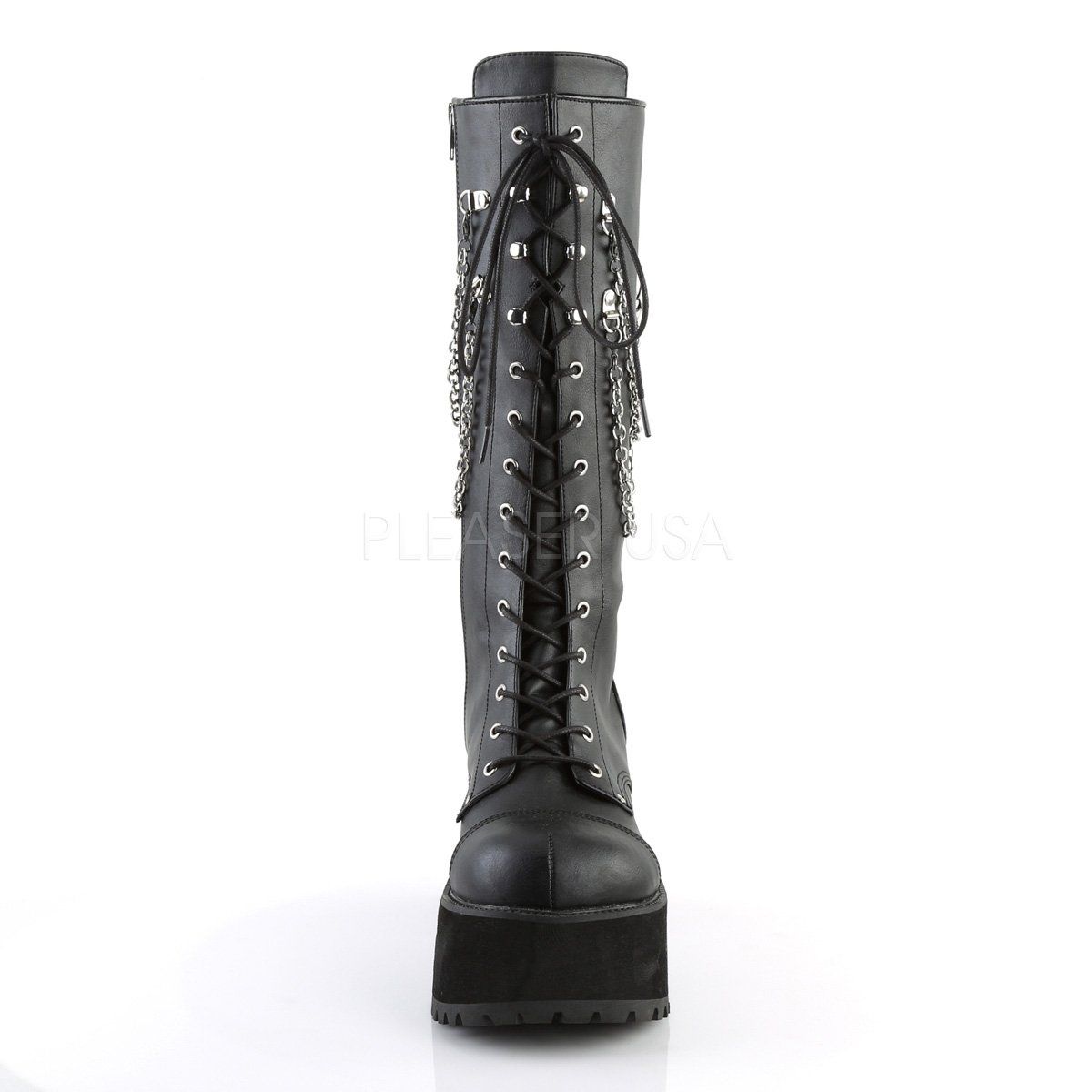 RANGER-303 Black Faux Leather Knee Boot Demonia