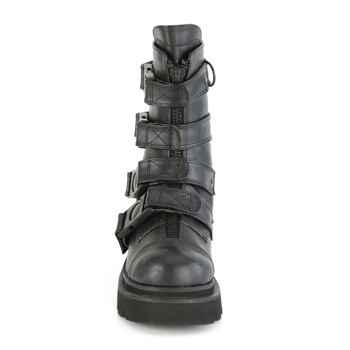 RENEGADE-55 Black Vegan Leather Calf Boot Demonia