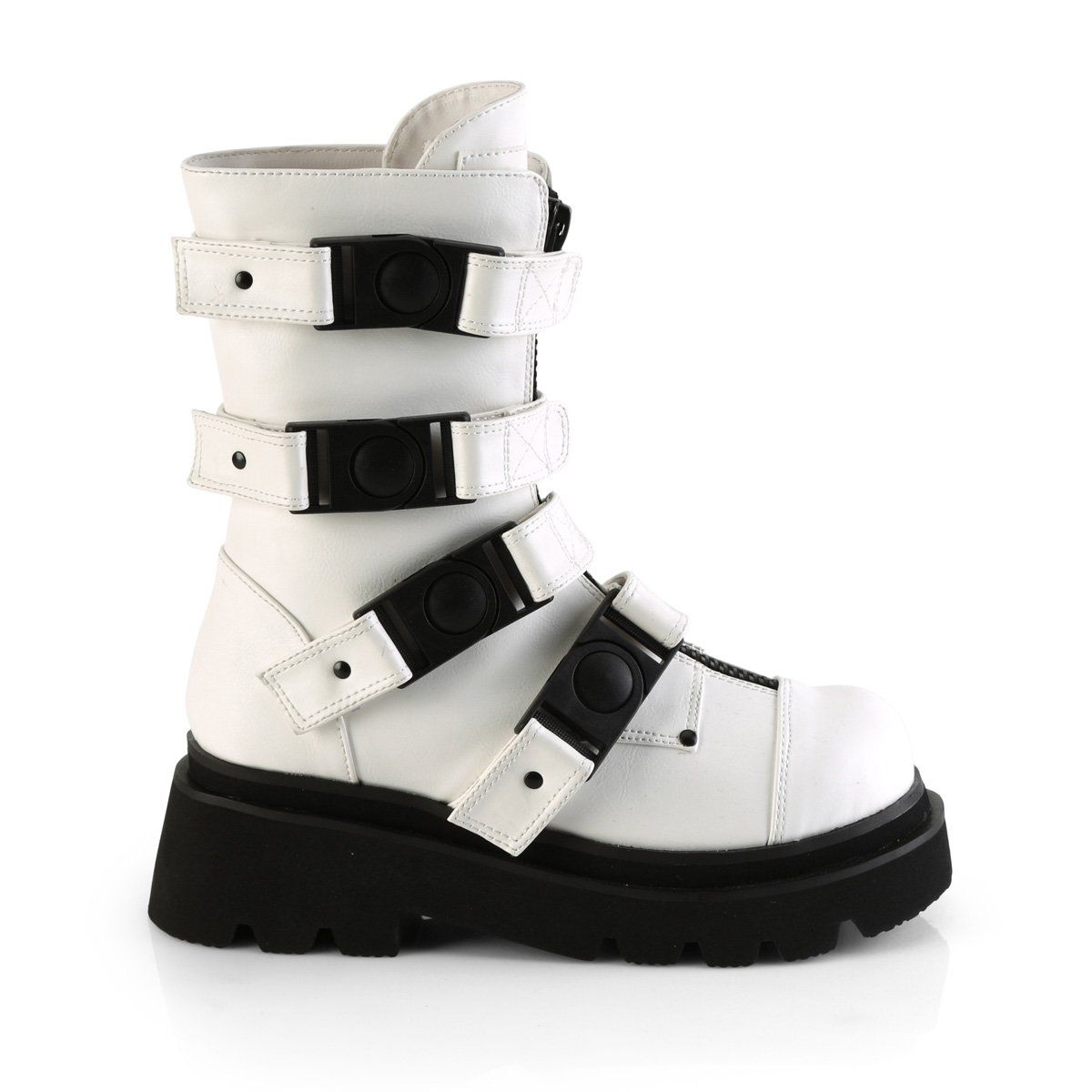 RENEGADE-55 White Vegan Leather Calf Boot Demonia