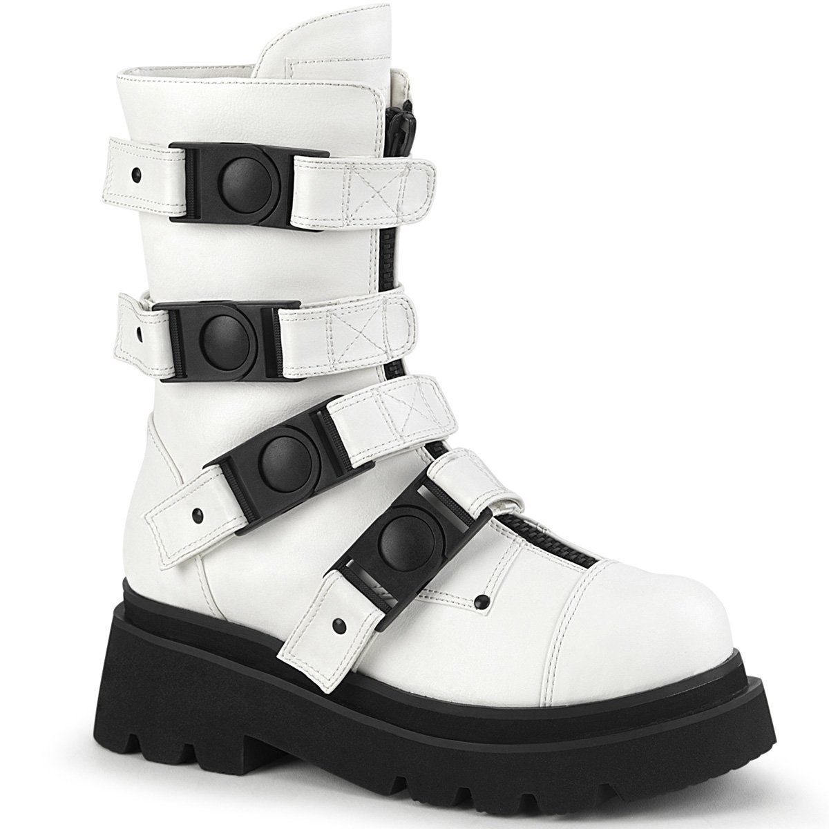 RENEGADE-55 White Vegan Leather Calf Boot Demonia