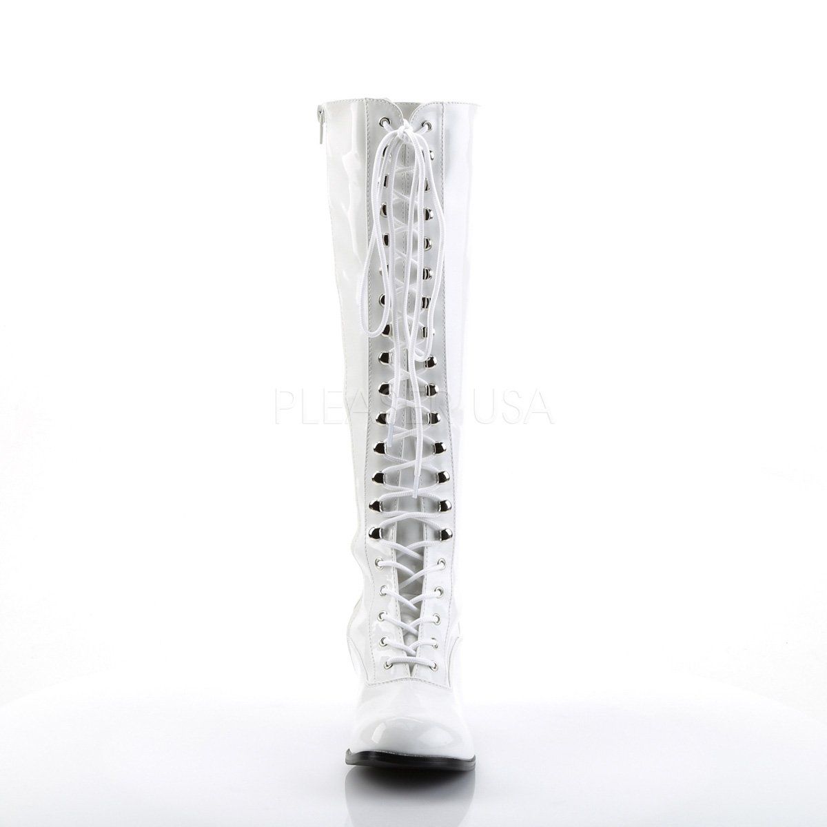 RETRO-302 White Stretch Patent Funtasma
