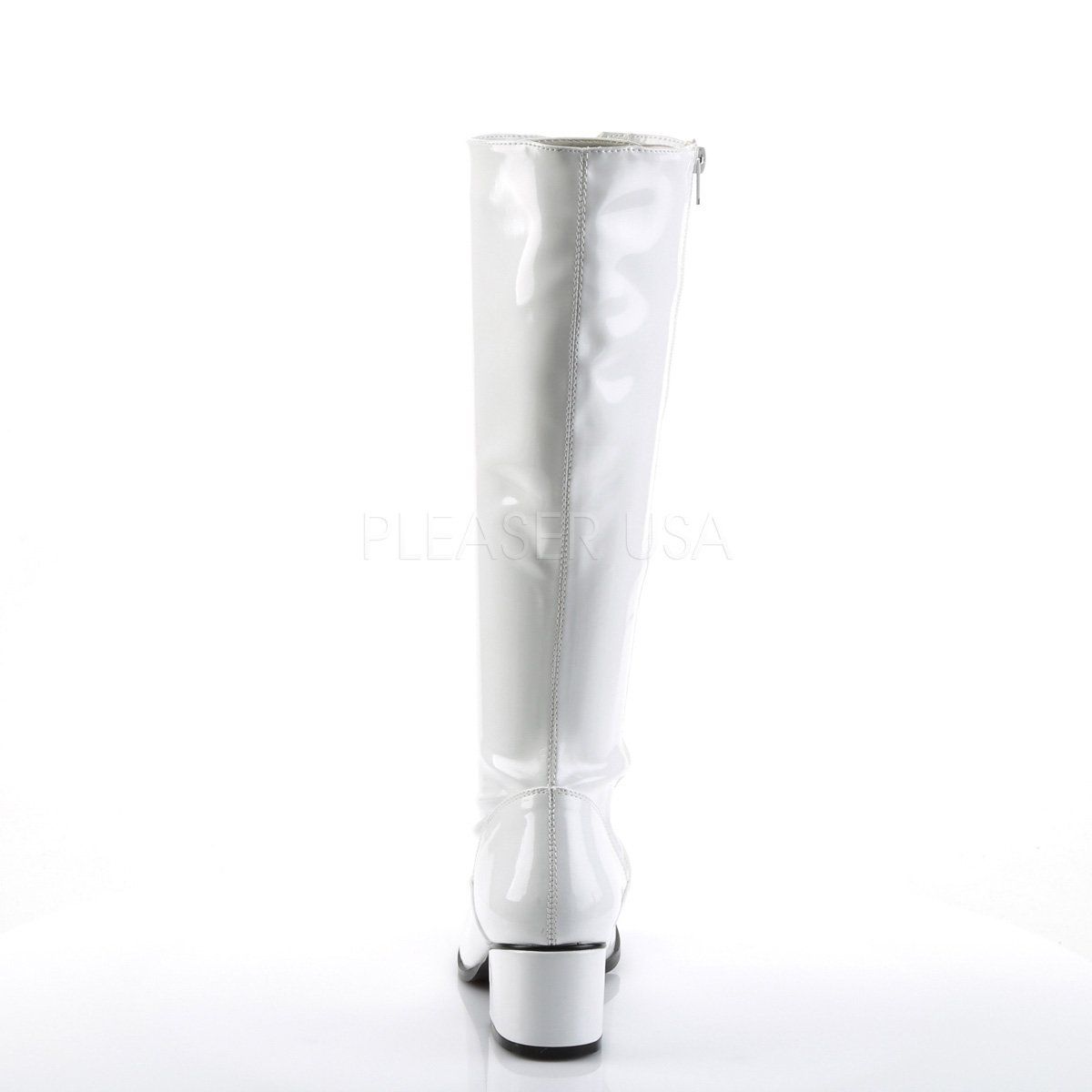 RETRO-302 White Stretch Patent Funtasma