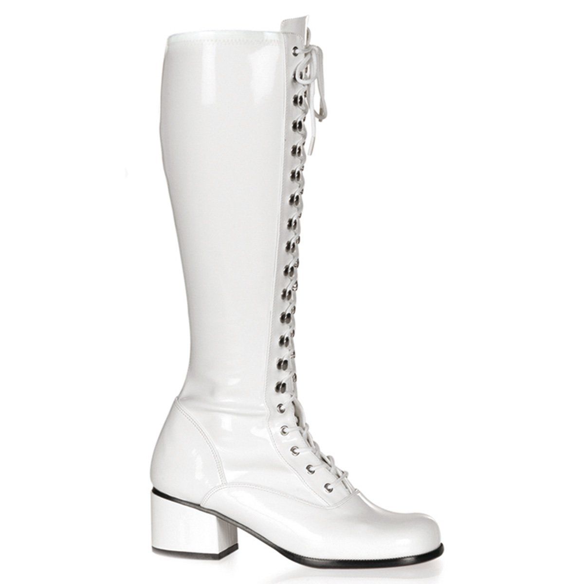 RETRO-302 White Stretch Patent Funtasma